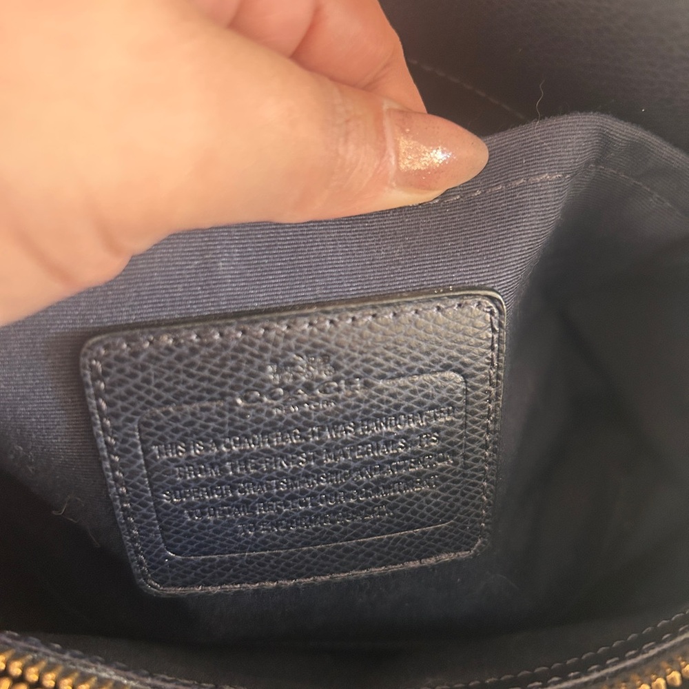 Navy blue coach Leather Handbag - Picture 7 of 11